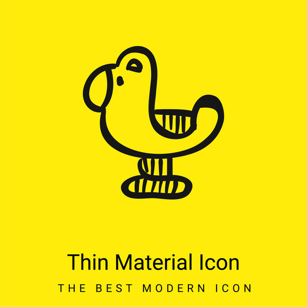 Animal de juguete dibujado a mano de pájaro mínimo icono de material amarillo brillante - Vector, Imagen