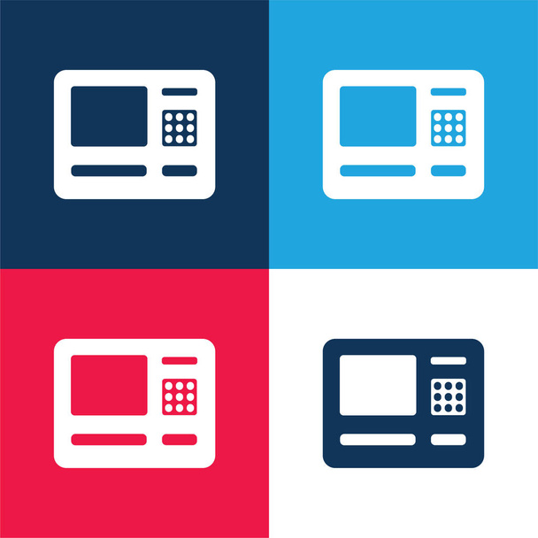 Airport ATM blue and red four color minimal icon set - Vector, Image