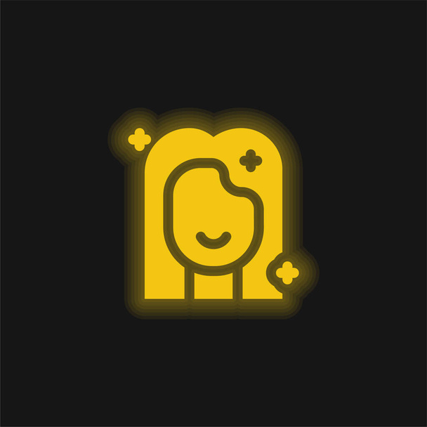 Szépség sárga izzó neon ikon - Vektor, kép
