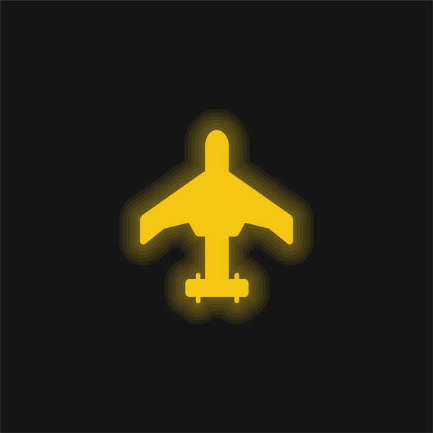 Air Force Plane sárga izzó neon ikon - Vektor, kép