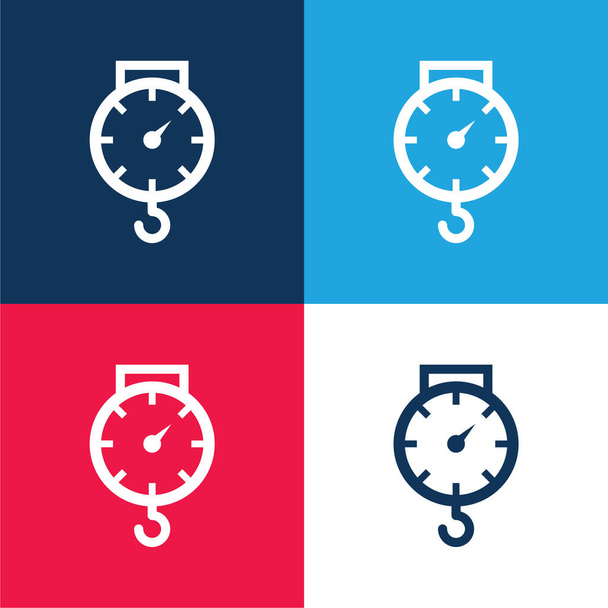 Balance azul y rojo conjunto de iconos mínimo de cuatro colores - Vector, imagen