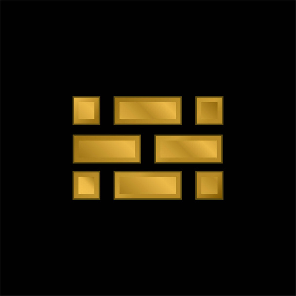 Brickwall gold plated metalic icon or logo vector - Vector, Image