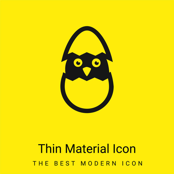 Pássaro em ovo quebrado mínimo ícone de material amarelo brilhante - Vetor, Imagem