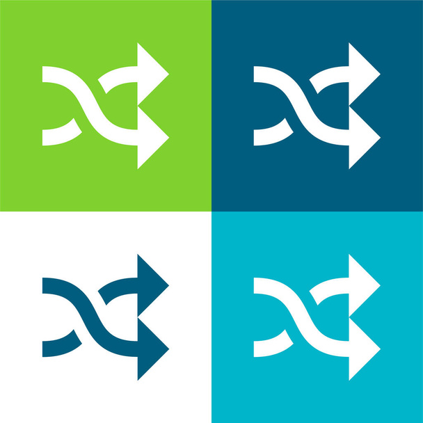 Setas cruzadas casal plana quatro cores conjunto de ícones mínimos - Vetor, Imagem