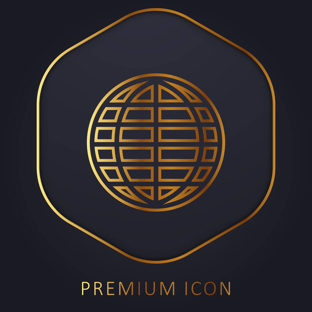 Logo o icono premium de línea dorada Big Globe Grid - Vector, imagen