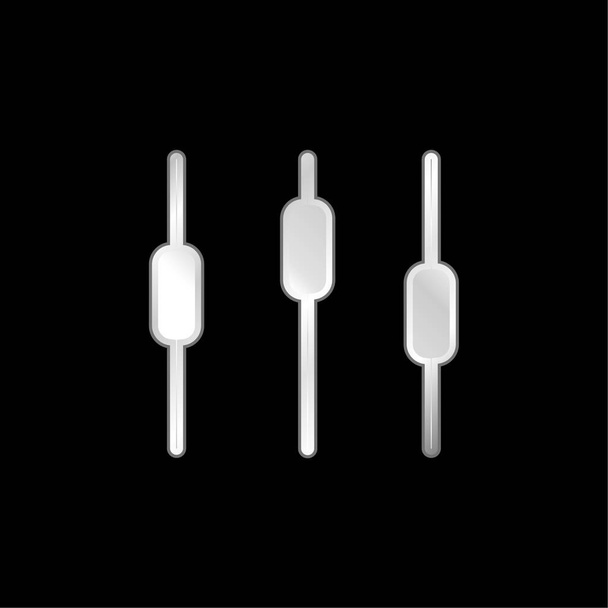 Symbole d'interface de graphique de placage de boîte icône métallique argentée - Vecteur, image