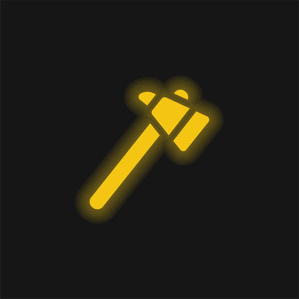 Ax yellow glowing neon icon - Vector, Image