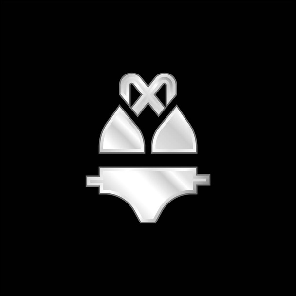 Icône métallique argentée bikini - Vecteur, image