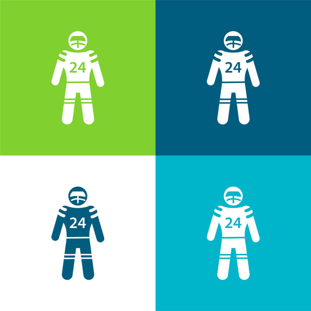 American Football Player Flat four color minimal icon set - Vector, Image
