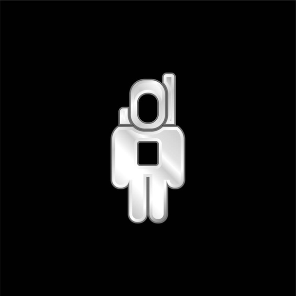 Astronaut postříbřená kovová ikona - Vektor, obrázek