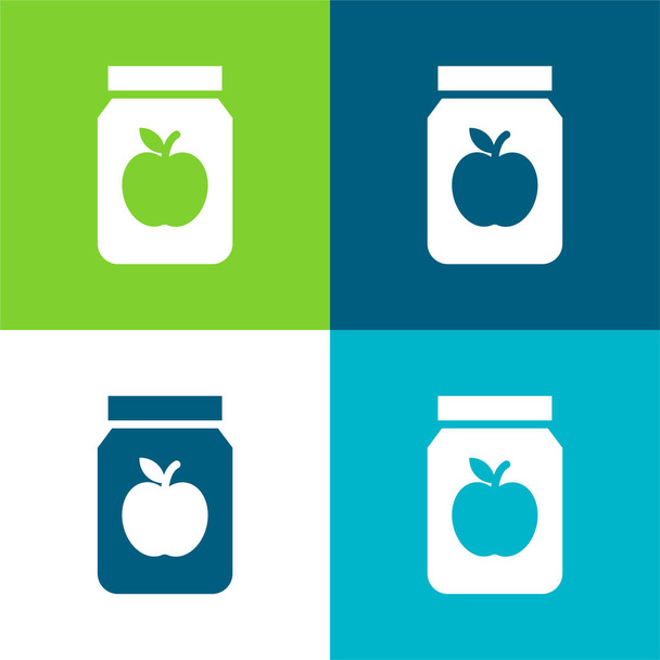 Set di icone minimali a quattro colori Apple Jam Flat - Vettoriali, immagini