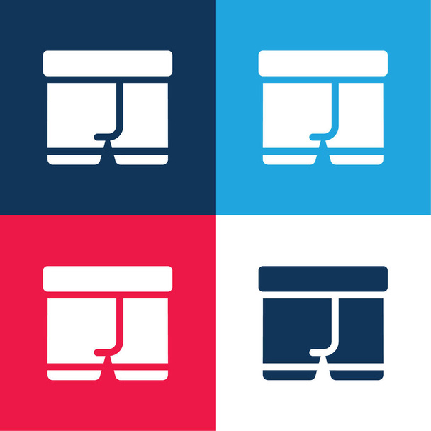 Krabice modré a červené čtyři barvy minimální ikona nastavena - Vektor, obrázek