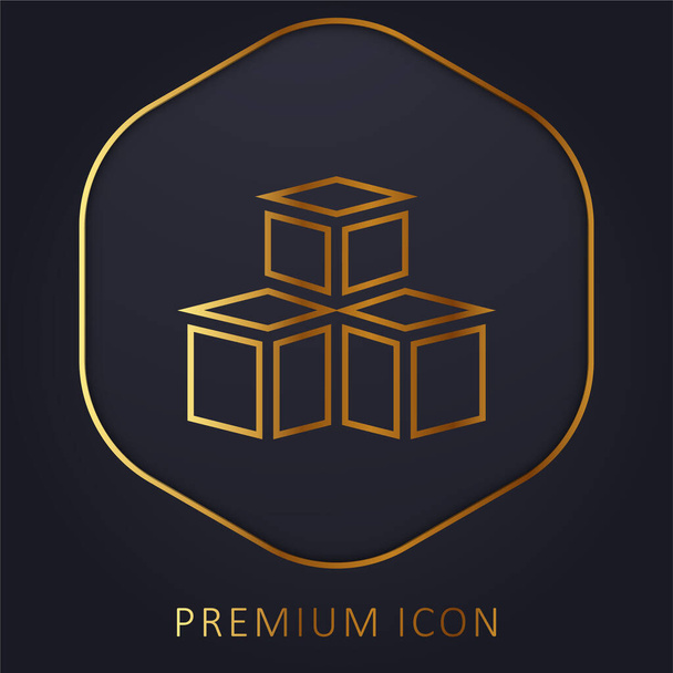 3d Model golden line premium logo or icon - Vector, Image