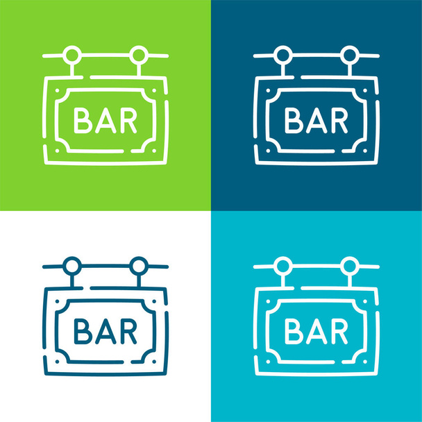 Bar Ensemble d'icônes minimal plat quatre couleurs - Vecteur, image