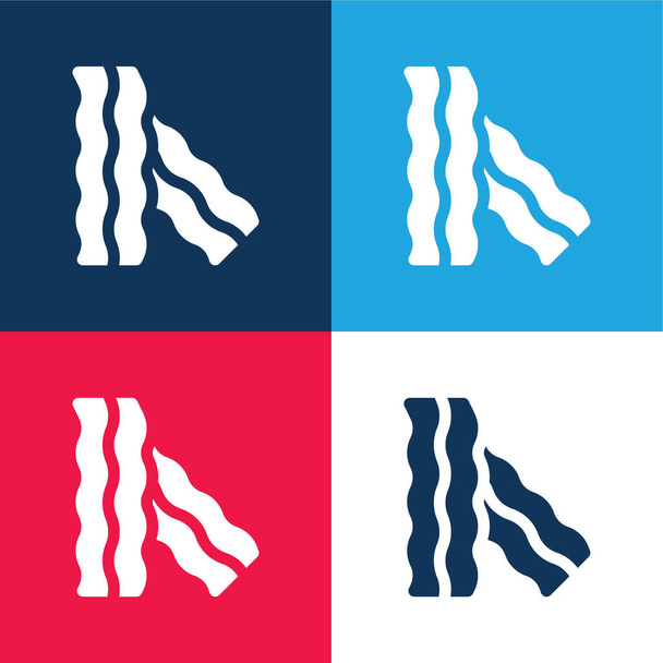Bacon blau und rot vier Farben minimales Symbol-Set - Vektor, Bild