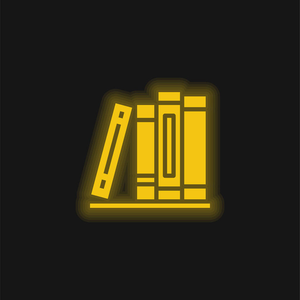 Books yellow glowing neon icon - Vector, Image