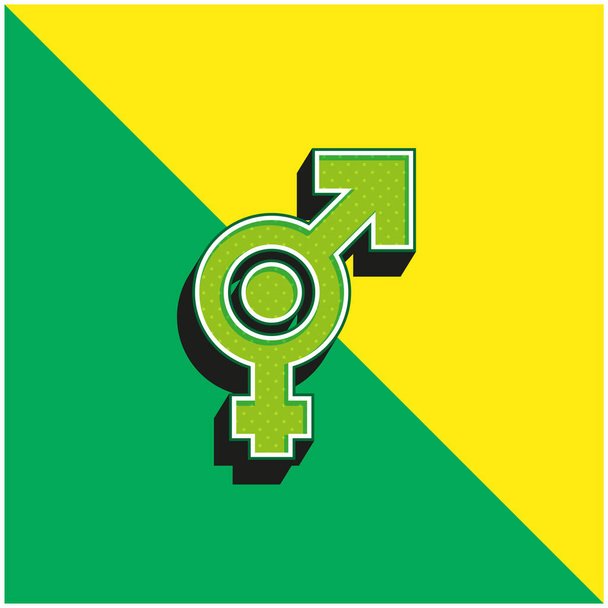Bigender Πράσινο και κίτρινο σύγχρονο 3d διάνυσμα εικονίδιο λογότυπο - Διάνυσμα, εικόνα