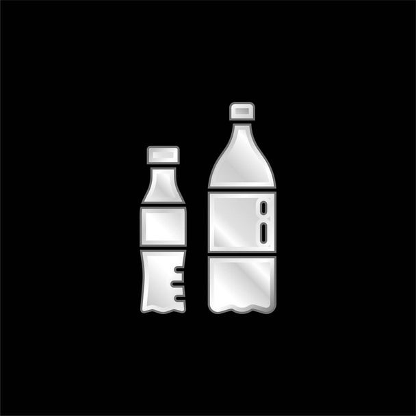 Botellas plateado icono metálico - Vector, Imagen