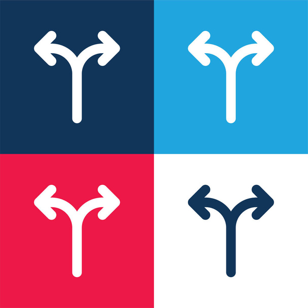 Alternatív kék és piros négy szín minimális ikon készlet - Vektor, kép