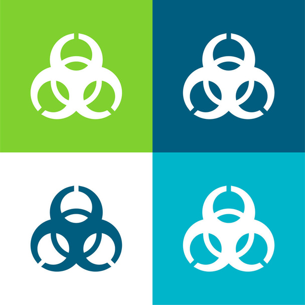 Set icona minimale a quattro colori Biohazard Flat - Vettoriali, immagini