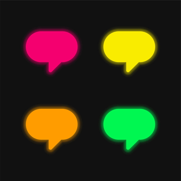 Blank Speech Bubble four color glowing neon vector icon - Vector, Image
