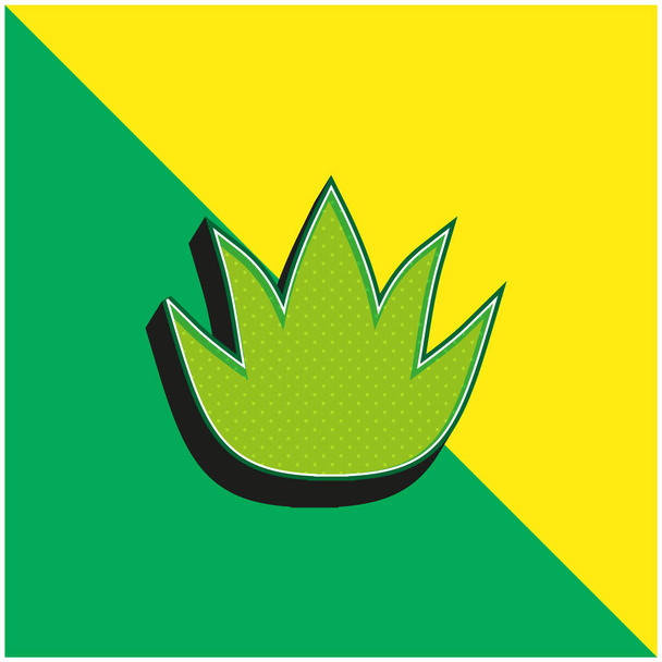 Aloe Vera Grünes und gelbes modernes 3D-Vektorsymbol-Logo - Vektor, Bild