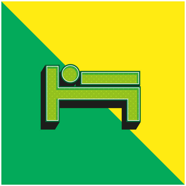 ベッドサイングリーンと黄色のモダンな3Dベクトルアイコンのロゴ - ベクター画像