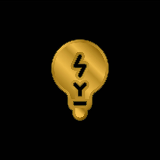 Brainstorming gold plated metalic icon or logo vector - Vector, Image