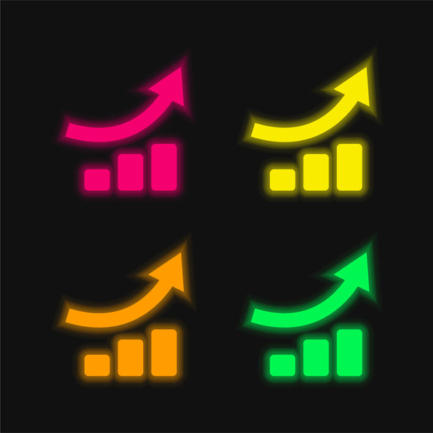Yükseltici İş Grafiği dört renkli neon vektör simgesi - Vektör, Görsel