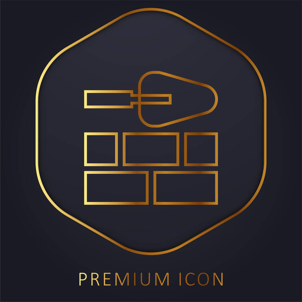 Золотая линия Кирпичной стены премиум логотип или значок - Вектор,изображение