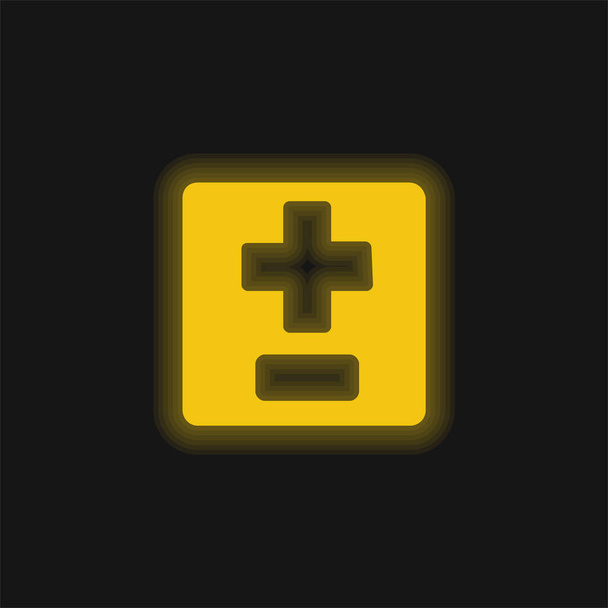 Přidat a odečíst symboly žluté zářící neonové ikony - Vektor, obrázek