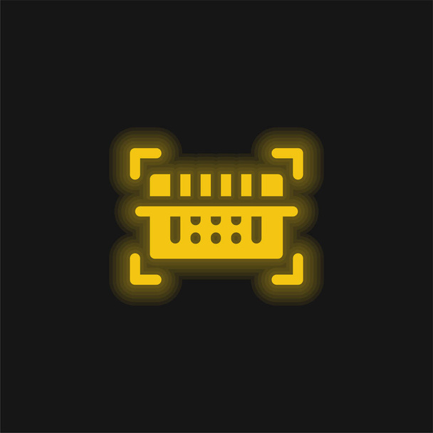 Barcode Scanner yellow glowing neon icon - Vector, Image