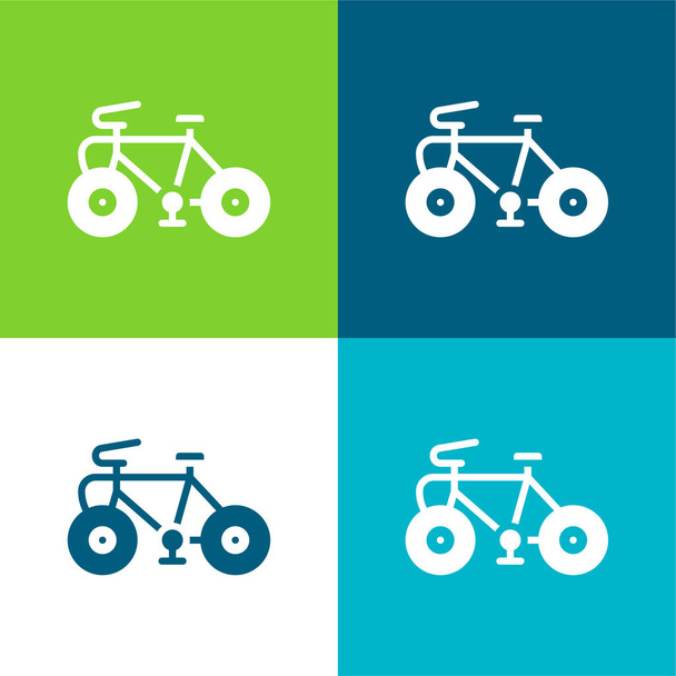 Rower Flat cztery kolory minimalny zestaw ikon - Wektor, obraz