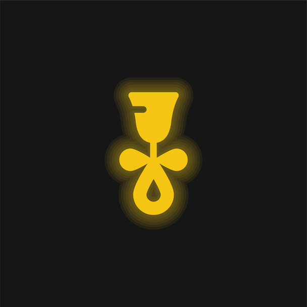 Ícone de néon brilhante amarelo Bell Rattle - Vetor, Imagem