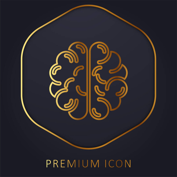 Hersenen gouden lijn premium logo of pictogram - Vector, afbeelding