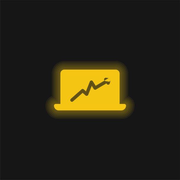 Deska se žlutou šipkou zářící neonovou ikonou - Vektor, obrázek