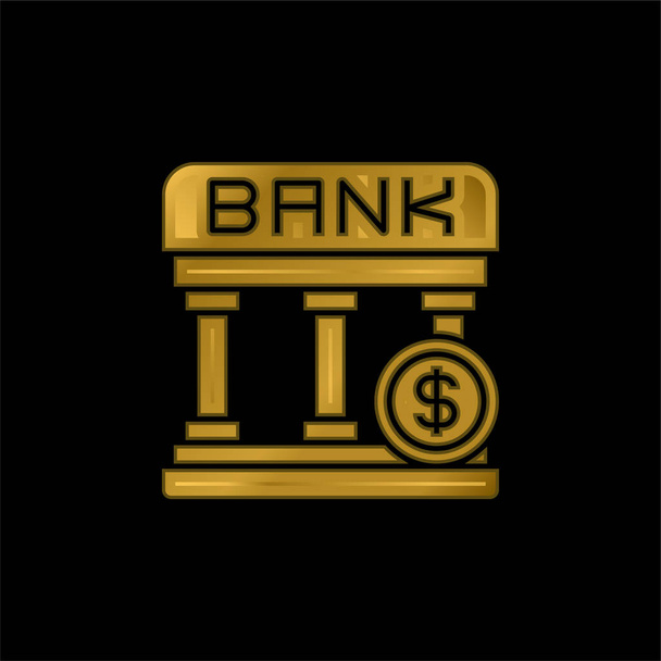 Banca oro placcato icona metallica o logo vettoriale - Vettoriali, immagini