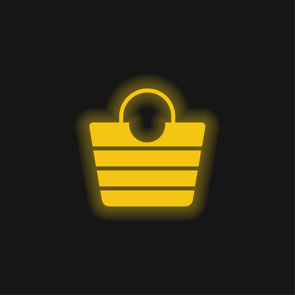 Sac jaune brillant icône néon - Vecteur, image
