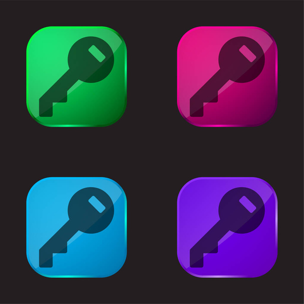 Přístupový klíč plněné kruhový nástroj čtyři barvy skleněné tlačítko ikona - Vektor, obrázek
