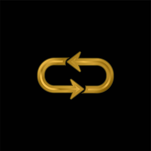 Arrow Loop gold plated metalic icon or logo vector - Vector, Image