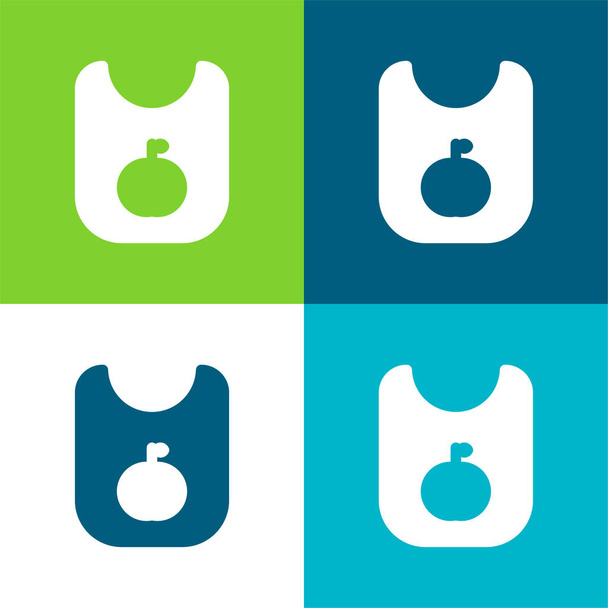 Bib Lapos négy szín minimális ikon készlet - Vektor, kép
