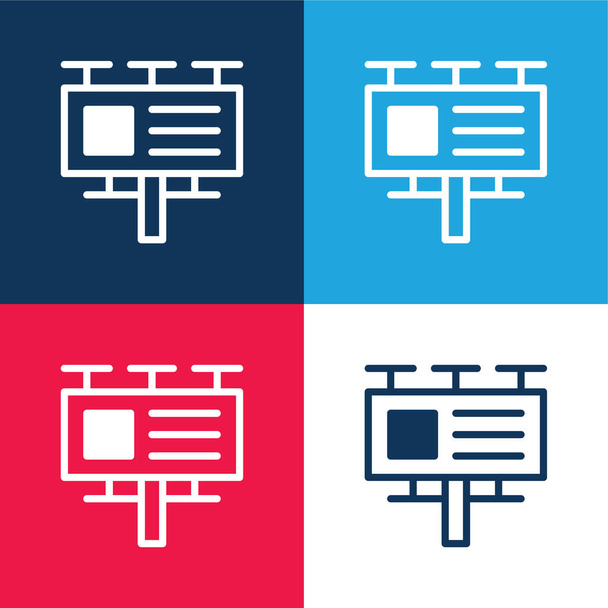 Panneau d'affichage bleu et rouge quatre couleurs minimum jeu d'icônes - Vecteur, image