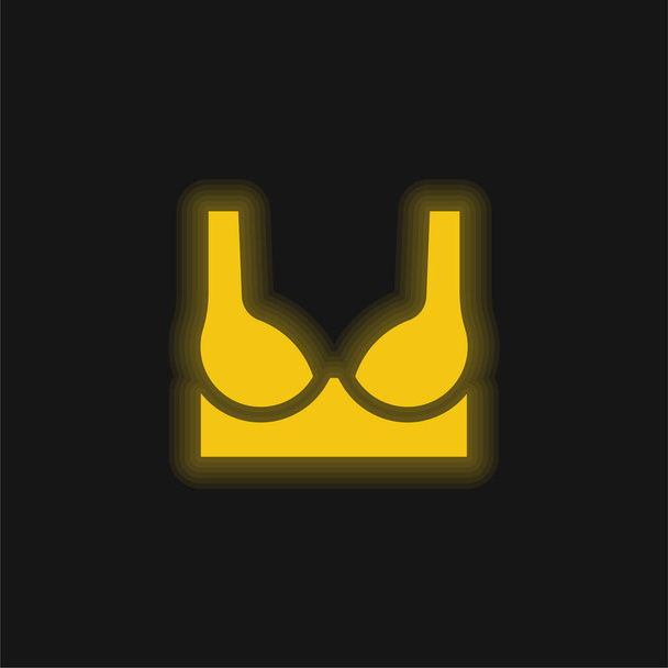 Melltartó sárga izzó neon ikon - Vektor, kép