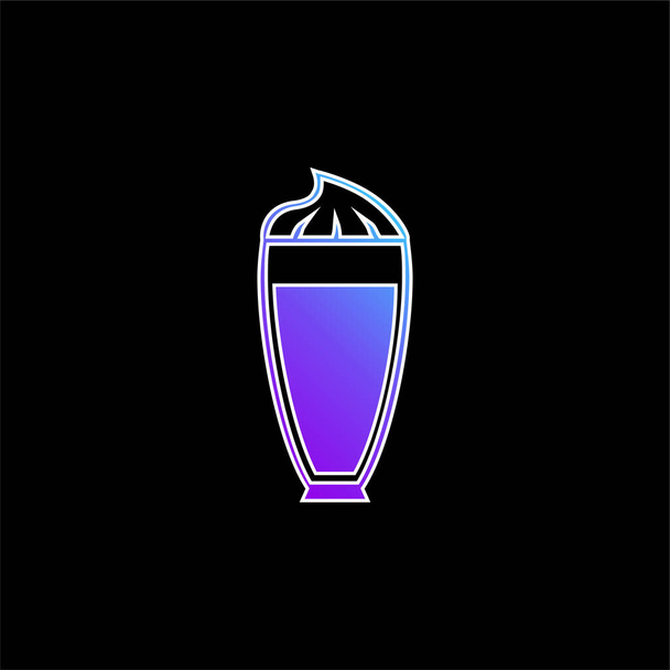 Gran vaso de bebida completa de vista lateral azul gradiente vector icono - Vector, imagen