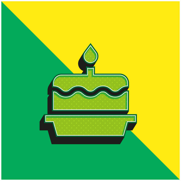 Doğum günü Keki Yeşil ve Sarı 3D vektör simgesi - Vektör, Görsel