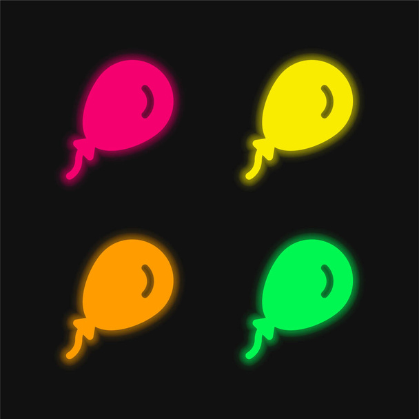 Globo de cuatro colores brillante icono del vector de neón - Vector, Imagen
