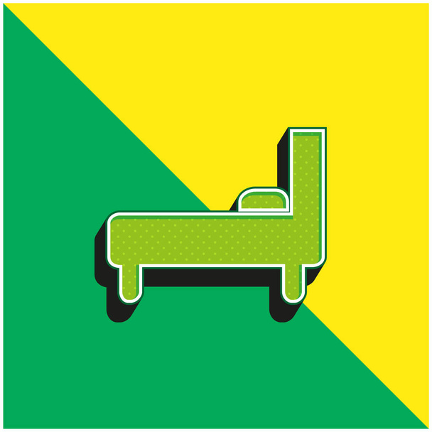 Bed Side View Vihreä ja keltainen moderni 3d vektori kuvake logo - Vektori, kuva