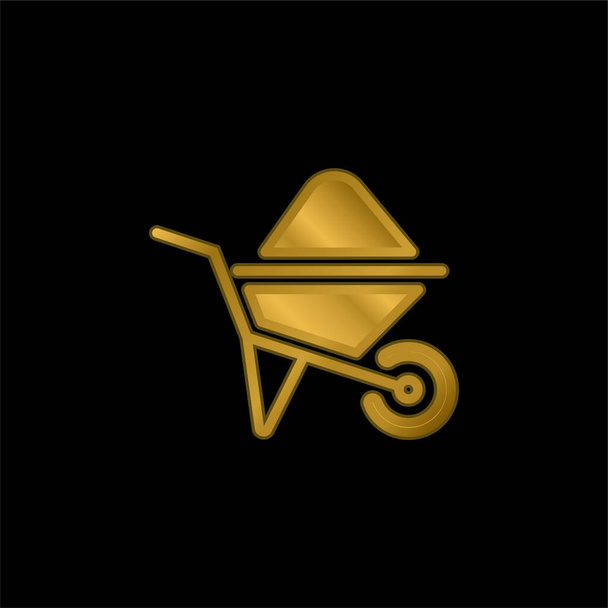 Barrow chapado en oro icono metálico o logo vector - Vector, Imagen