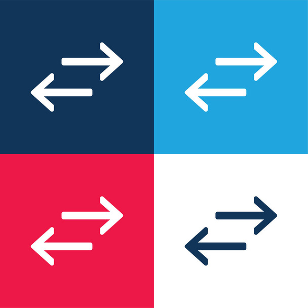 Strzałki niebieski i czerwony zestaw czterech kolorów minimalny zestaw ikon - Wektor, obraz