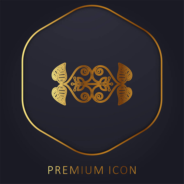 Hermoso diseño floral línea de oro logotipo premium o icono - Vector, imagen